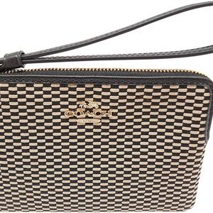 Coach Corner Zip Wristlet in Legacy Jacquard Black